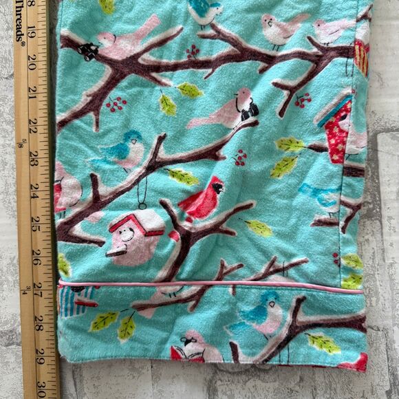 Nick & Nora Christmas Cardinal Birdhouse Flannel Pajama Set Blue Holiday Sz M - Picture 10 of 12